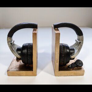 Pair of Headphones Shaped Bookends audiophile musician DJ gift